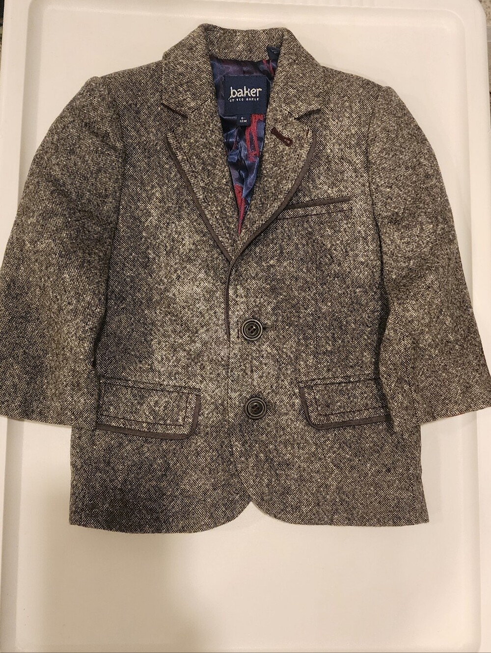 Baker by Ted Baker Boys' Gray Tweed Blazer - Size 6-12 months